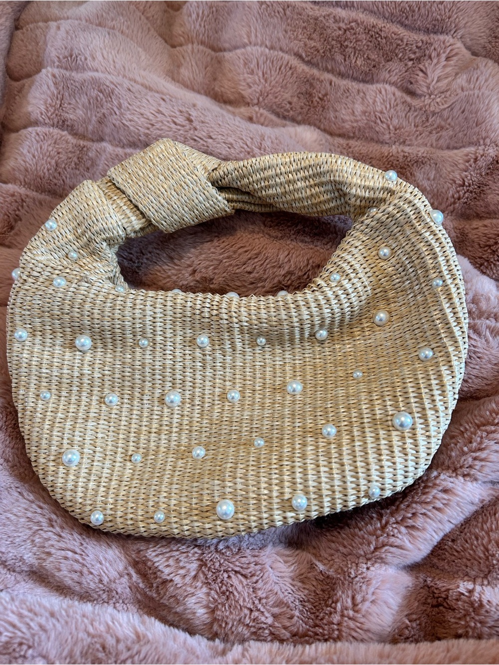 Urban Expressions Pearl-Embellished Straw Hobo Bag - Natural